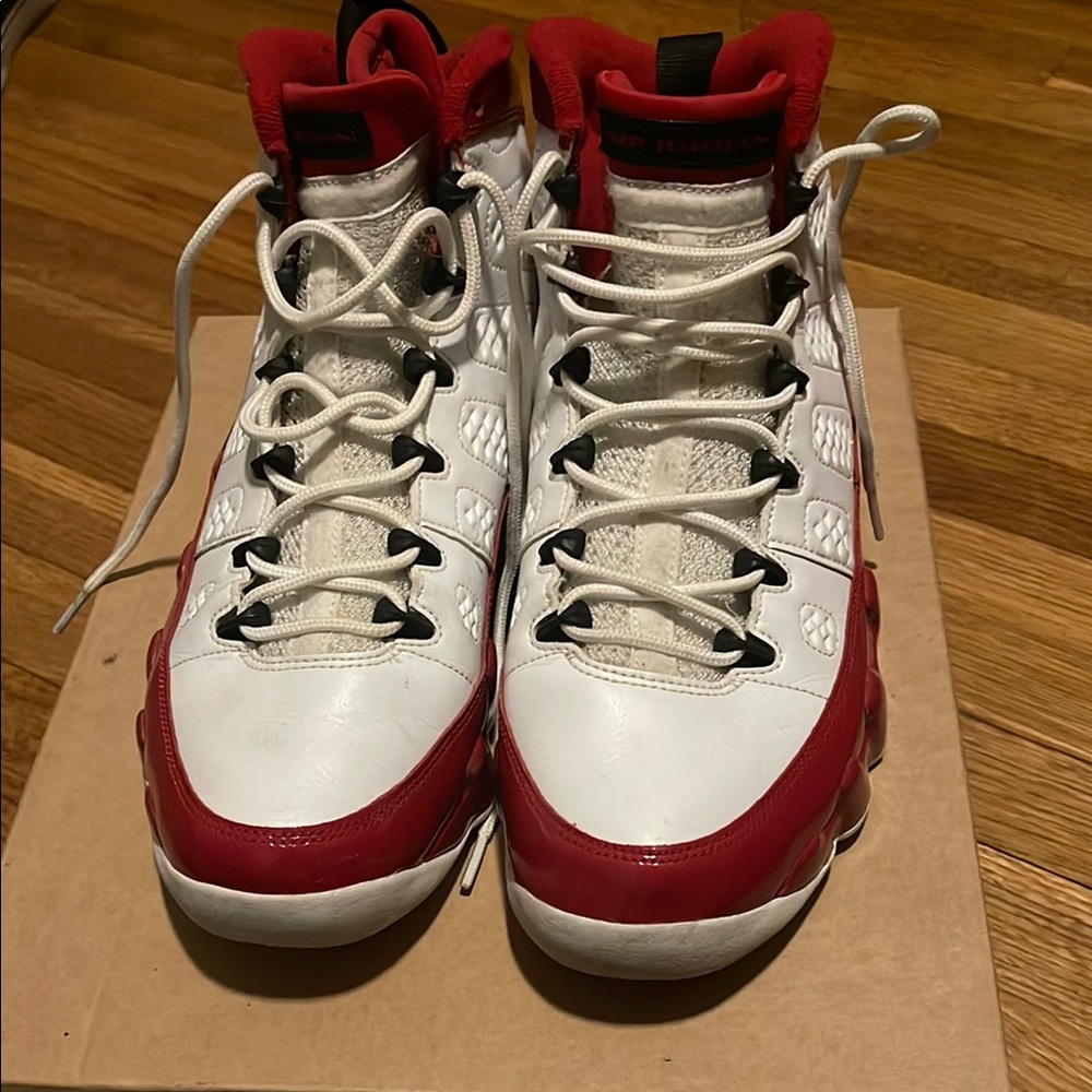 Red and White High-Top Sneakers